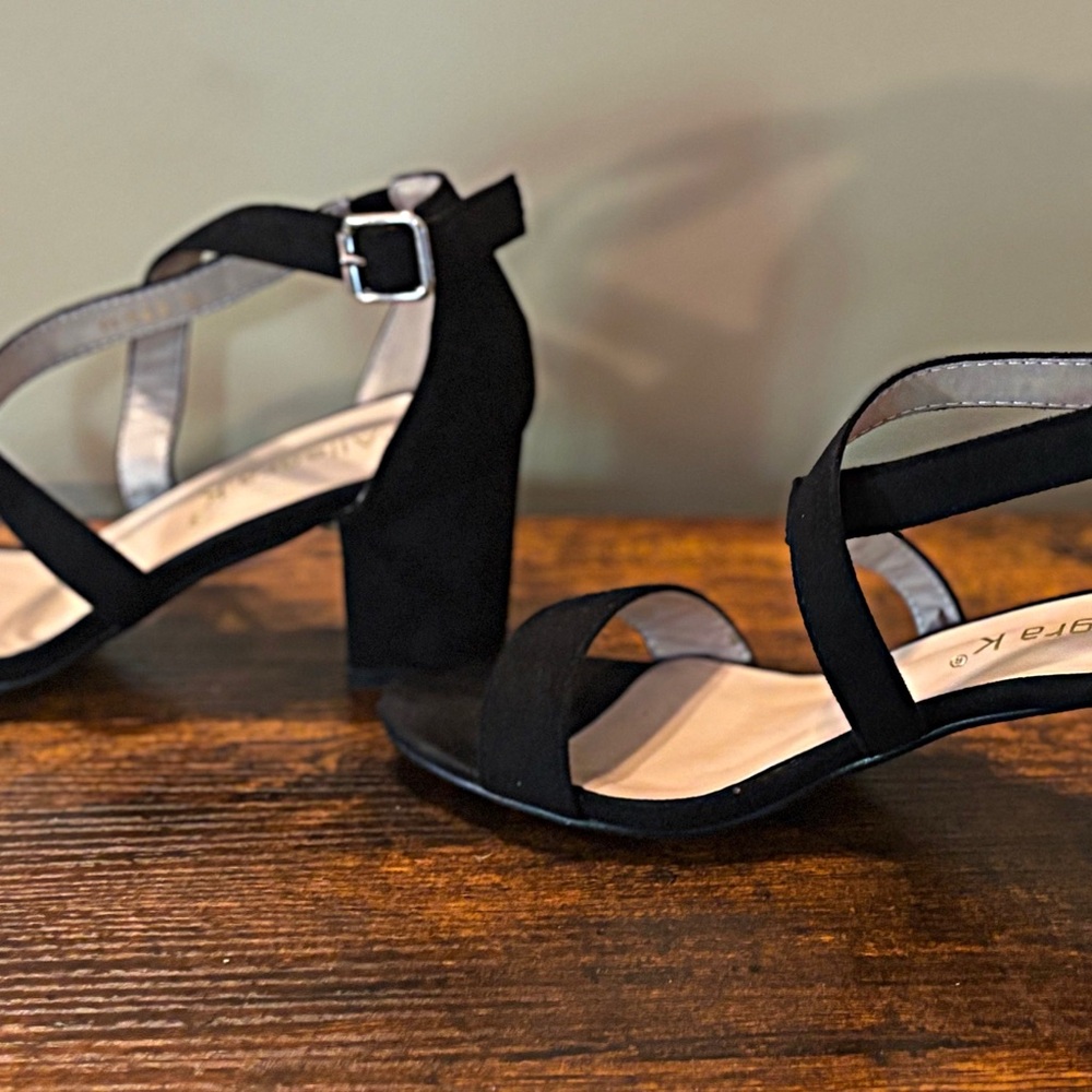 Allegra K Black Strappy Heels - Picture 3 of 16